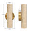 Applique murale cylindrique en albâtre naturel de 28 cm (11 po) avec base dorée brossée, éclairage DEL intégré de 6 W pour chambre, couloir ou salon.-1939129248