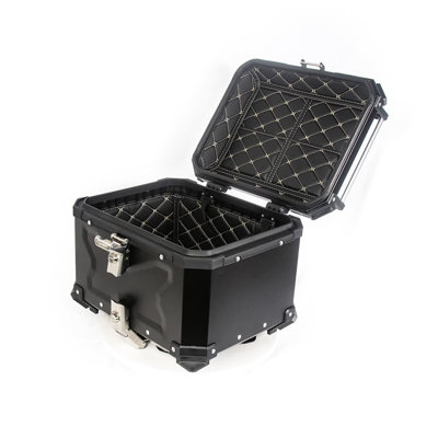 Large Capacity 45L Motorcycle Rear Box, Aluminum Alloy Motorcycle Top Case, Waterproof, Dustproof, Anti theft Lock, Easy Helmet Storage, 2 Keys, Reflective Sticker