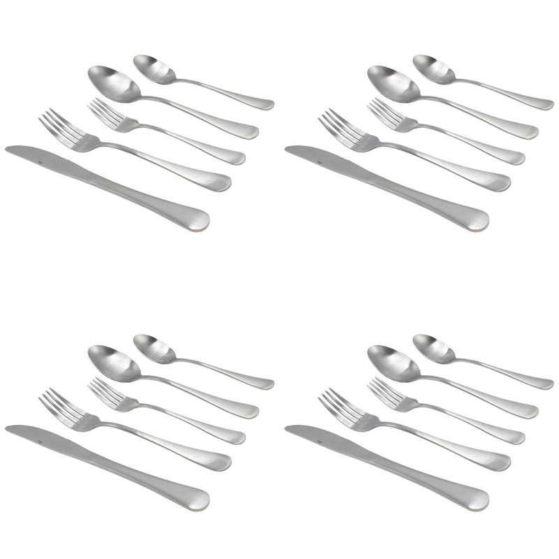 Service de couverts en acier inoxydable 20 pièces pour 4 personnes Elyon Llyly Matte, Argent