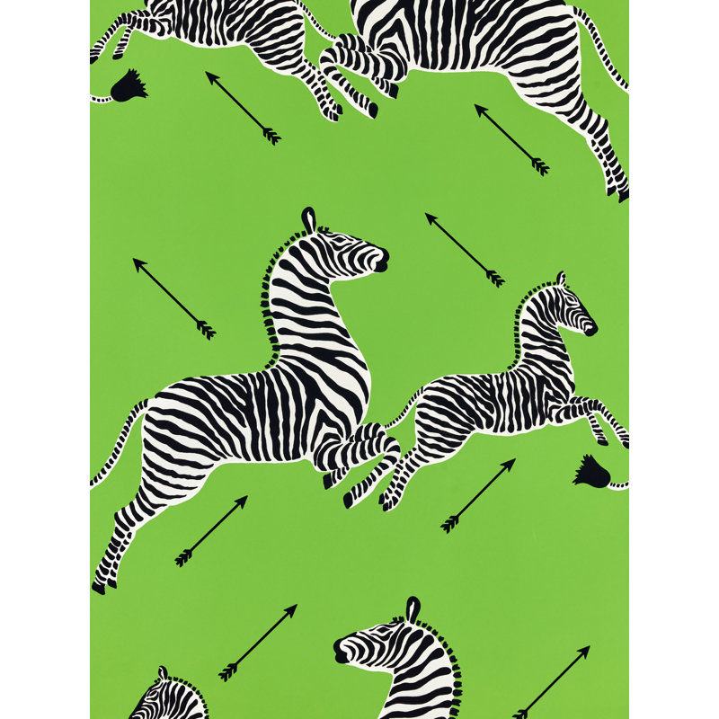 Zebras Wallpaper Roll by Scalamandré, Limelight