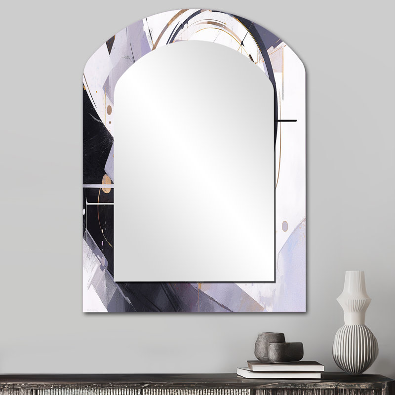Tourbillon mauve noir à facettes multiples - miroir asymétrique cubique, miroir mural mauve unique, impression d'art en métal