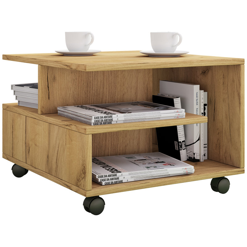 Brantice Coffee Table with Storage, Oak Wood