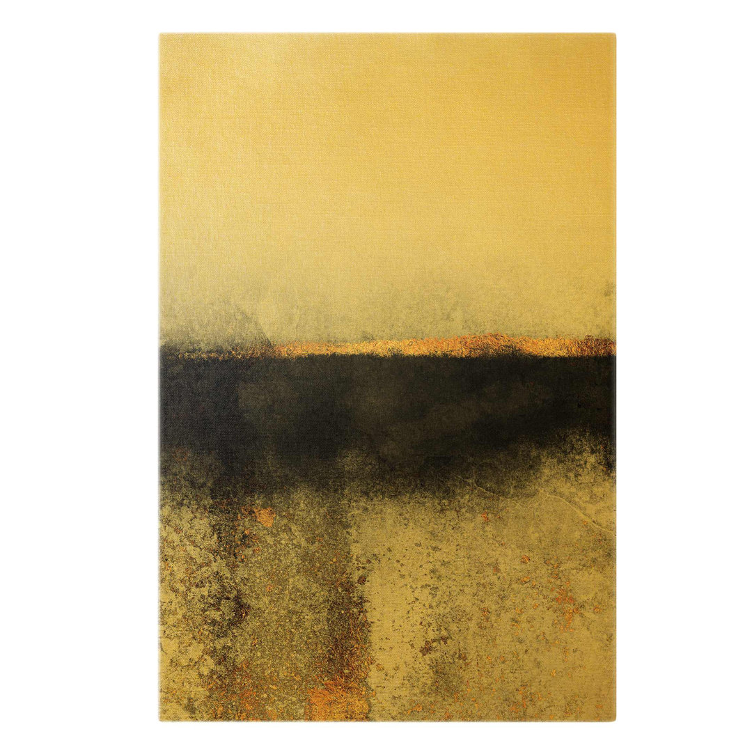 Leinwandbild Abstrakter Goldener Horizont von Elisabeth Fredriksson