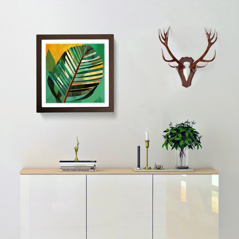 Tropical Leaf Constructivism No.3 - Framed Print, Walnut