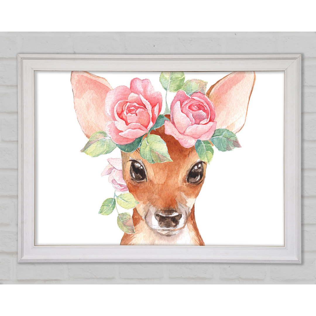 Aquarell Floral Deer Gerahmter Druck