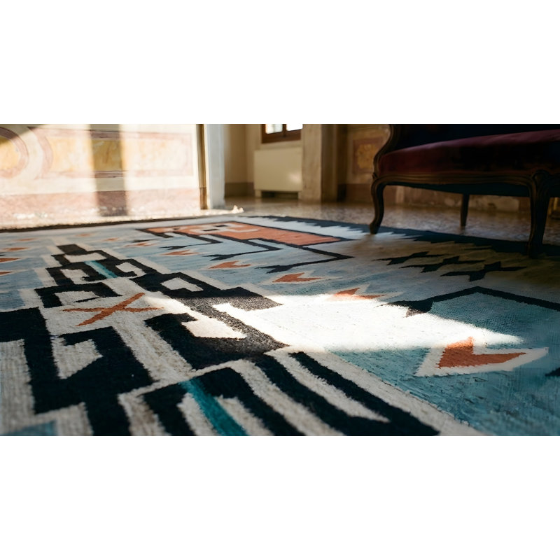 Antique Mexico Geometric Flat Weave Rug