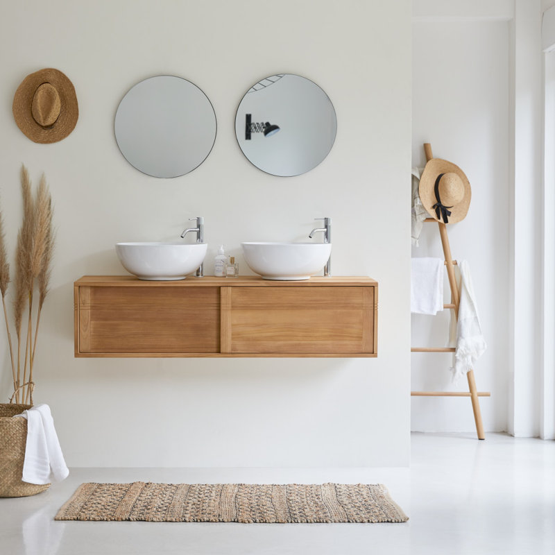 Basic 140cm Double Bathroom Vanity Base Only in Brown