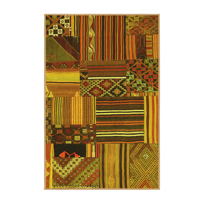 Tapis contemporains jaunes lavables à la machine 438, Rectangle 8 pi x 12 pi