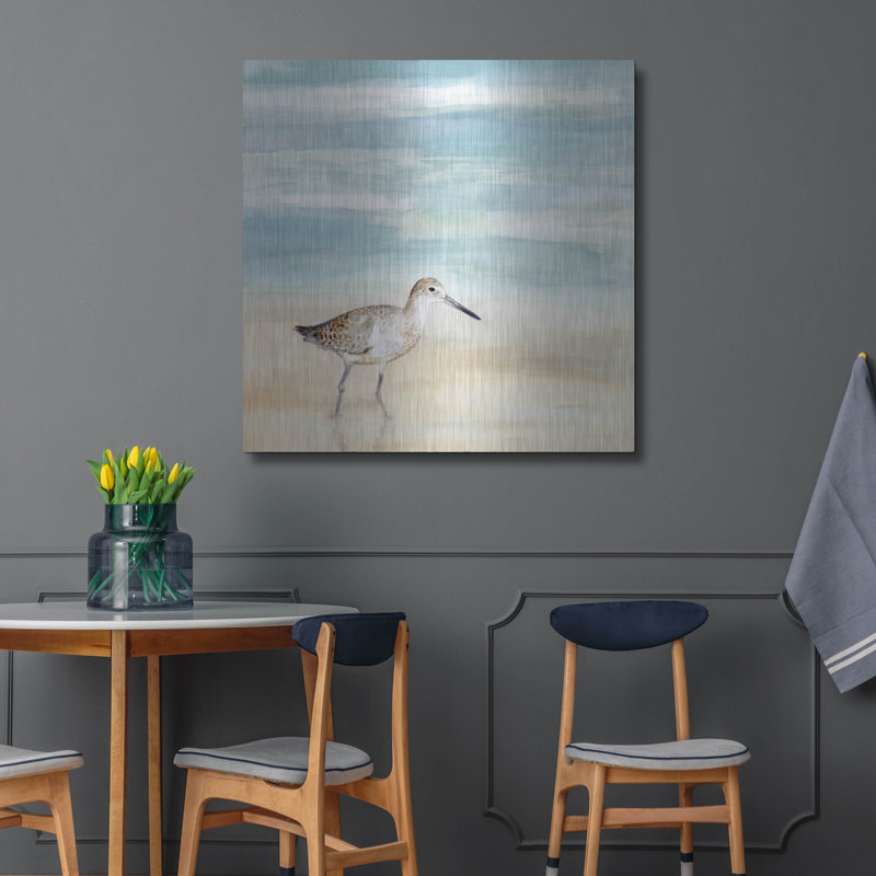 «Speckled Willet I» par Victoria Borges, art mural en métal, H 36 po x l 36 po