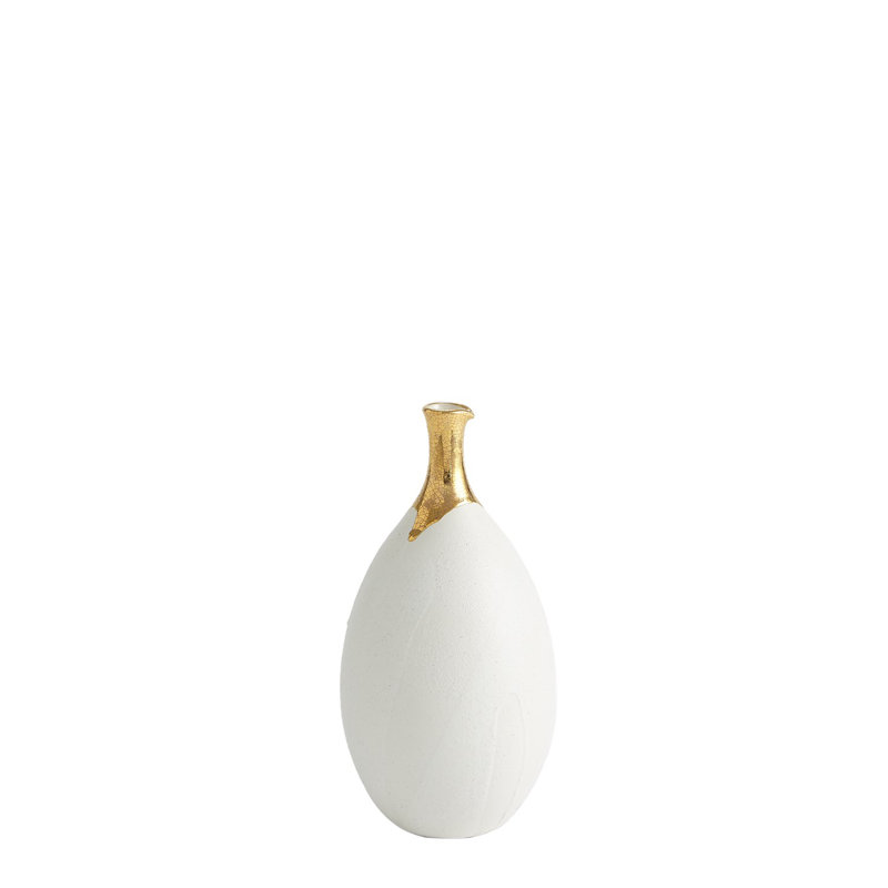 Dipped Golden Crackle/White Slender Vase-Sm