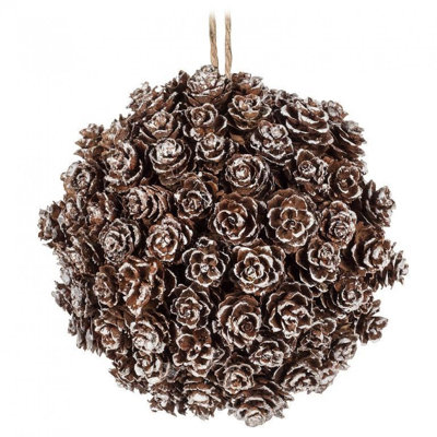 Small Snowy Pinecone Ball Ornament