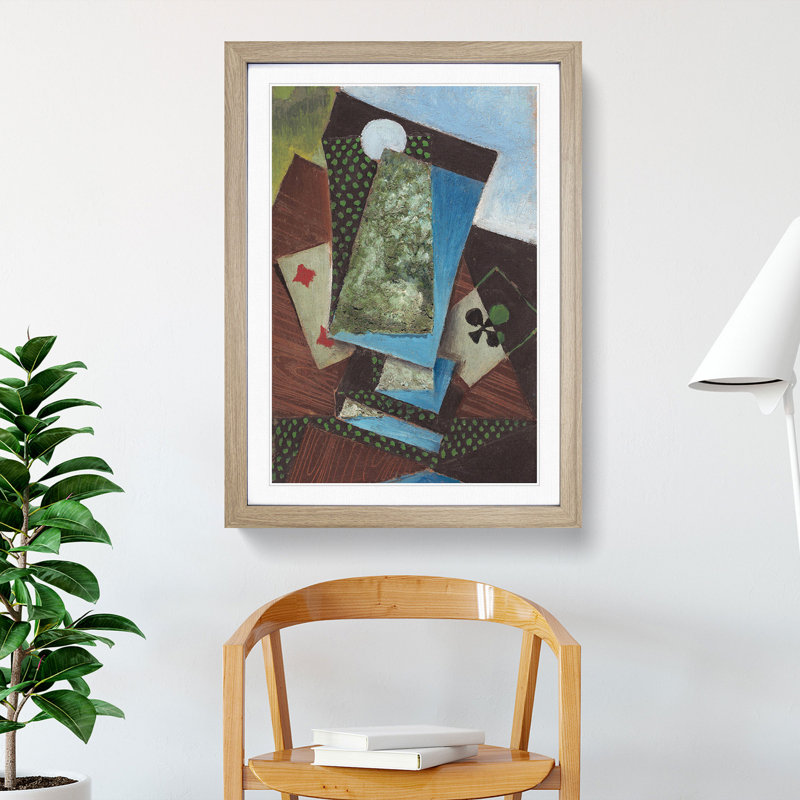 Playing Cards by Juan Gris - Picture Frame Painting, 65cm H x 48cm W x 2cm D, Oak Framed