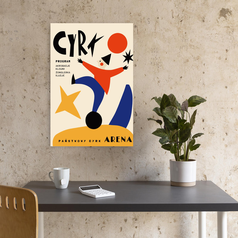 Art de paysage abstrait clown de cirque, 18" H x 12" W
