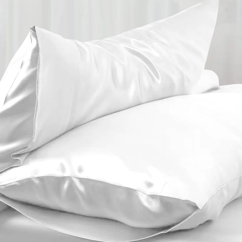 Luxury Satin Pillowcase Set of 2 - Silk Feel for Hair & Skin, Anti-Frizz & Cooling Effect, White