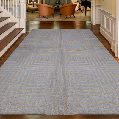Tapis gris et doré de haute qualité noué à la main