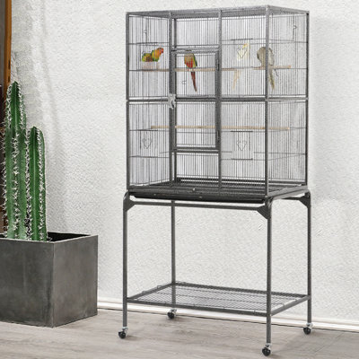Severson Wrought 63" Flat Top Flight Cage with Wheels and Stand