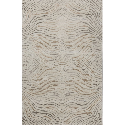 Hand-Knotted High-Quality Beige and Gold Area Rug