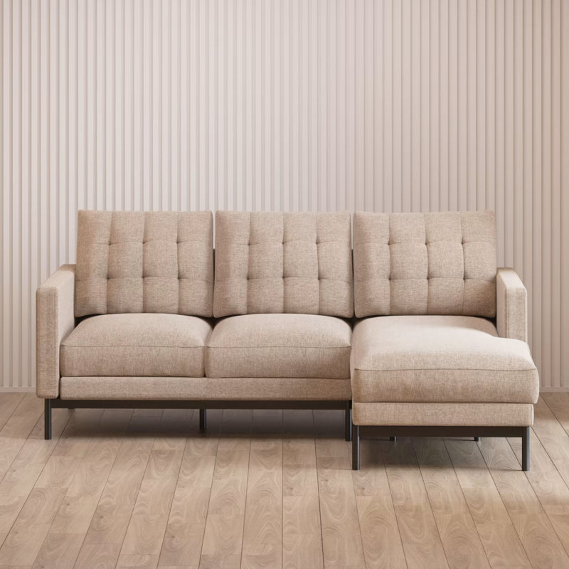 Thompson Upholstered L-Shaped Sectional Reversible, Beige Polyester