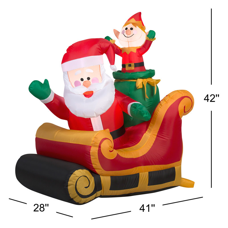 Père Noël avec traineau gonflable