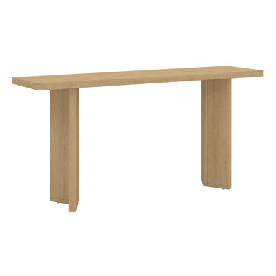 Stylish Console Table With Pine Veneer Top And Geometric Legs, Modern MDF Entryway Table For Living Room, Study, And Dining Room