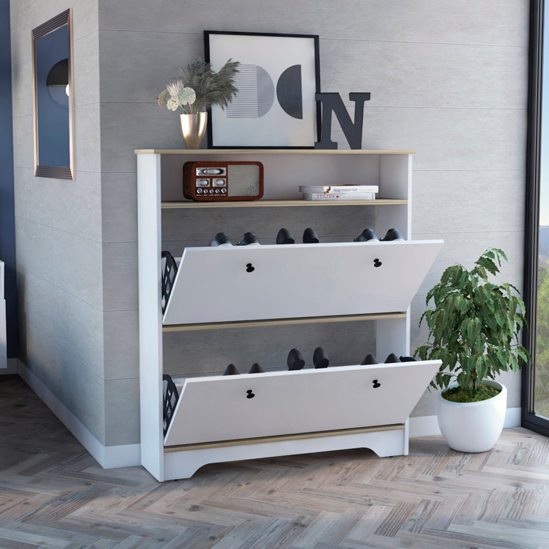 2-Shelf Shoe Rack, White