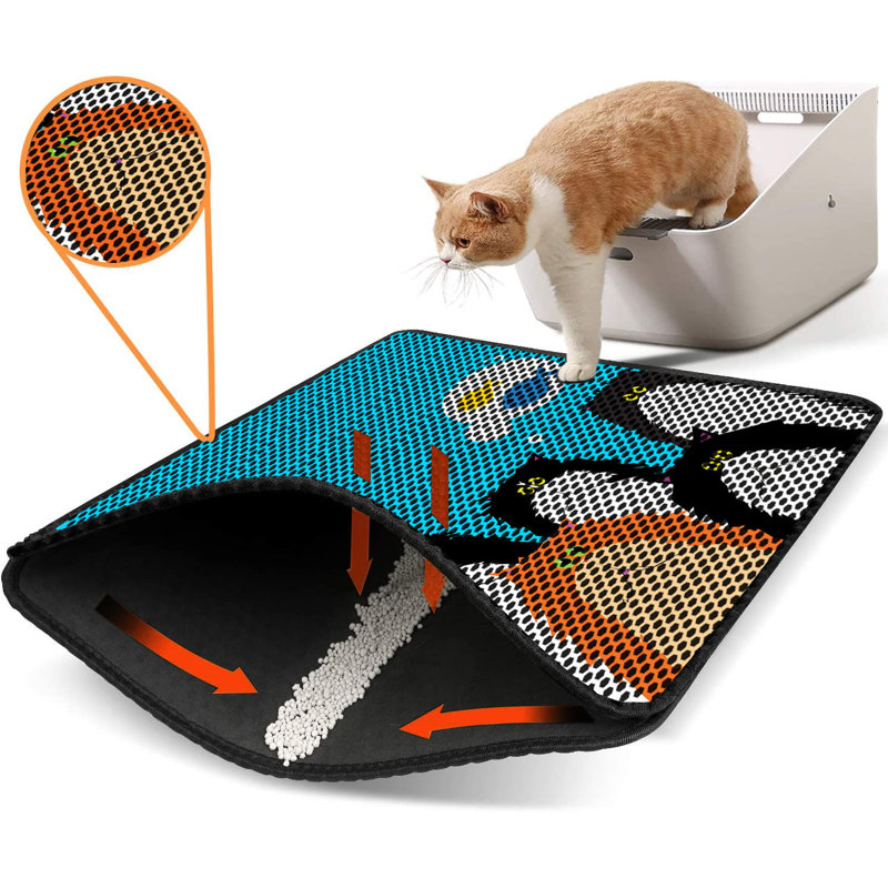 Tapis pour litière de qualité supérieure, 18 po x 24 po | 50% PVC / 50% polyester, lavable à la machine et passer l'aspirateur | Conception durable et facile à nettoyer pour les propriétaires d'animaux de compagnie | Protégez vos planchers des dégâts de la litière