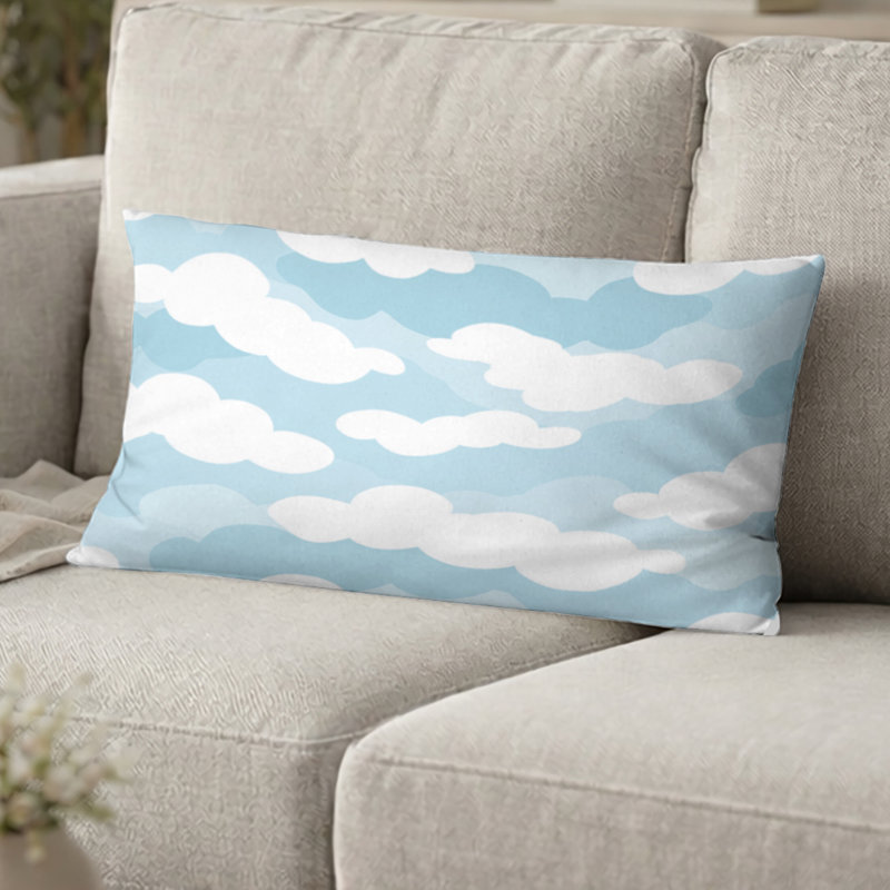 Coussin Boho - Coussin blanc à motif de chevrons, H 12 po x l 20 po