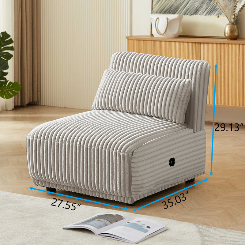 Siège modulaire en laine Chervil, Velours côtelé gris pâle