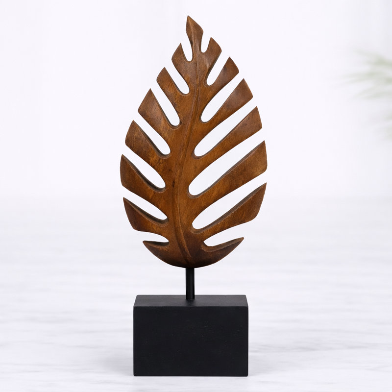 Feuille de bois d'acacia massif Decor by Decor Heirloom - Sculpture naturelle fabriquée à la main, cadeau de Noël et de fête des mères