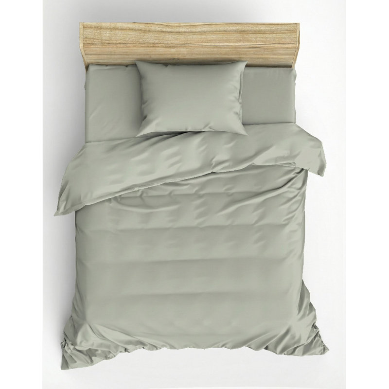 XXL Quilt Cover Set (1 Duvet Cover & 1 Pillowcase), Sage Color, 61.0 x 86.6 inches | 100% Cotton Ranforce, Machine Washable, Reactive Printing, Button Closure for Duvet, Envelope Closure for Pillowcase, Soft & Durable