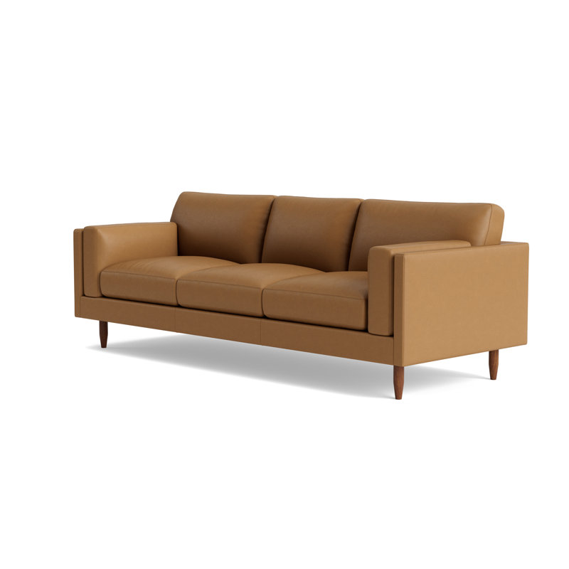 Skinny Fat Leather Sofa (95"), Leather - Butterscotch