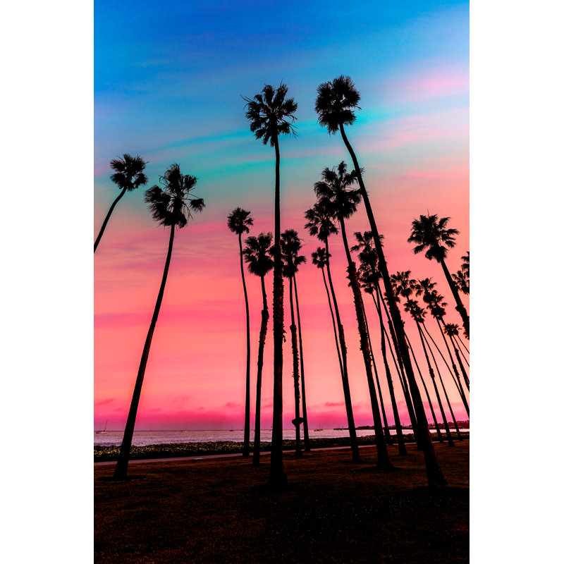 California Sunset Palm Tree by LUNAMARINA - Wrapped Canvas Print, 46cm H x 30cm W