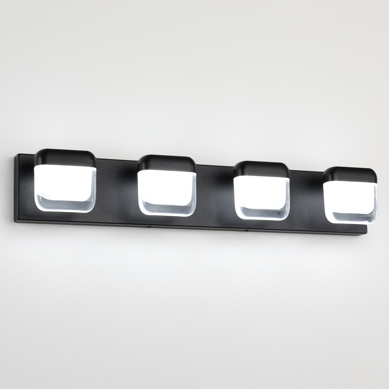 Rardin LED Vanity Light with Clear Acrylic Shade, High Transmittance and Dimmable 5500K, Black, 4