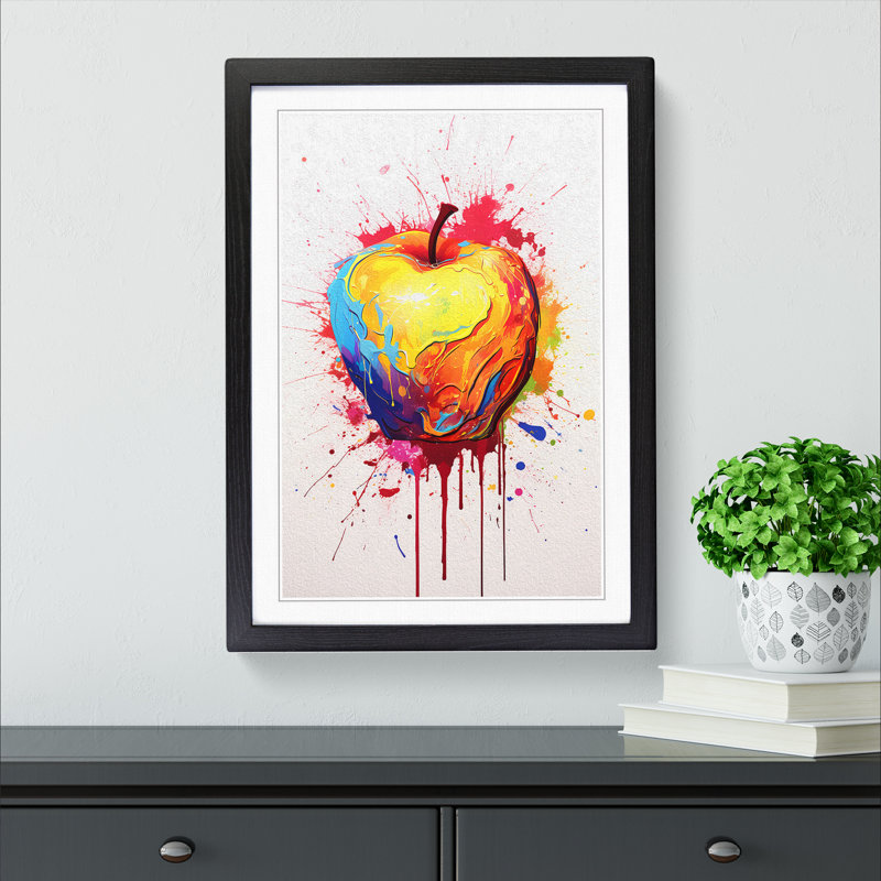 Apple Gestural - Framed Print, Black , 34cm H x 25cm W x 2cm D