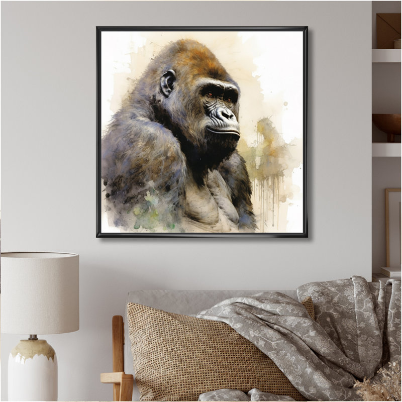 «Powerful Gorilla Primer I» sur toile, H 16 po x l 16 po x P 1 po, Cadre flottant noir