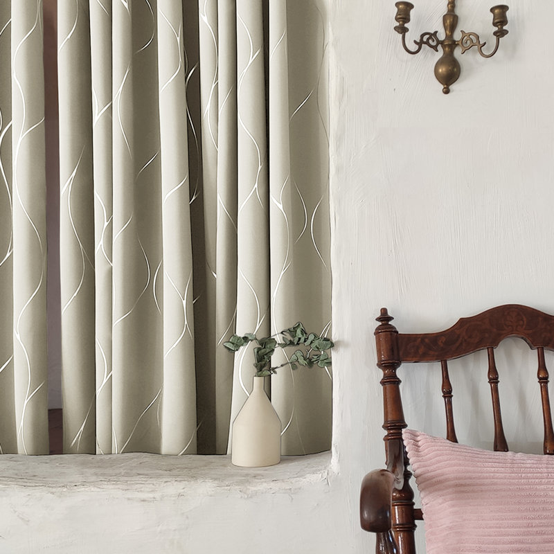 Seligman Wave Foil Printed Room Darkening Thermal Curtains, Coral Pink, Width 168 x Drop 229 cm