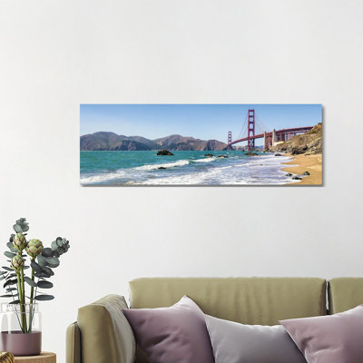 Golden Gate Bridge Seen From Marshall Beach, San Francisco, California, USA by Jan Becke - Wrapped Canvas Panoramic Print