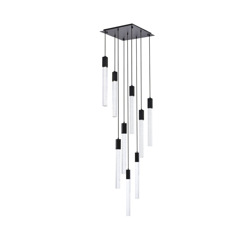 Luminaire suspendu rectangulaire à 9 lumières Aliha, Noir