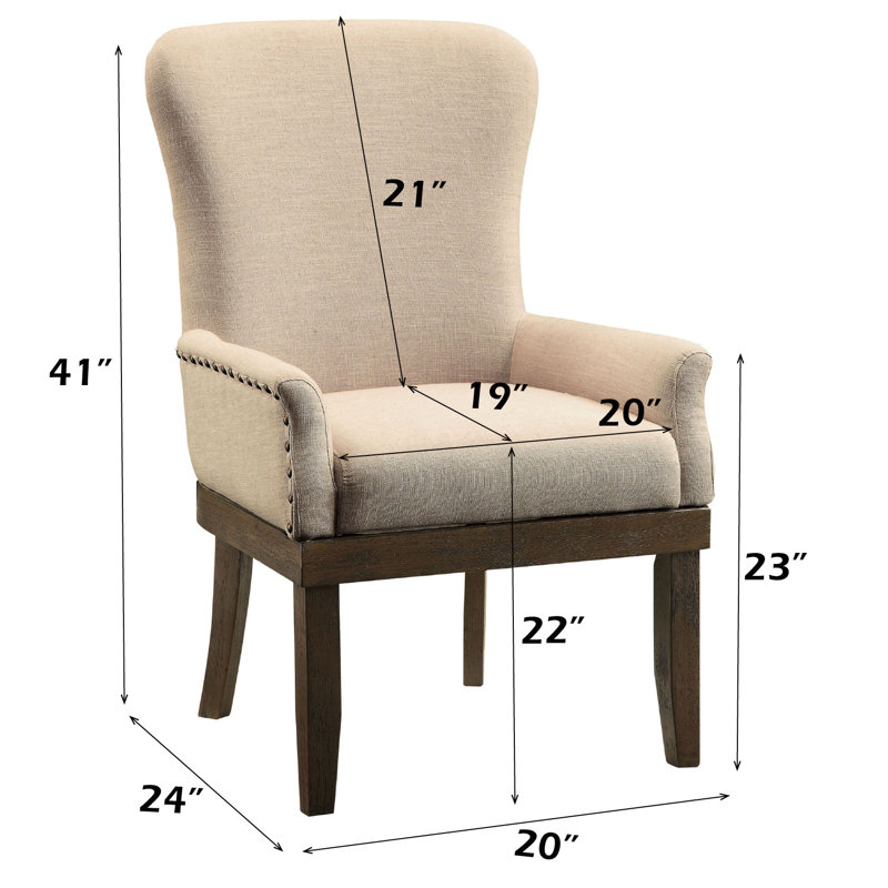 Chaise rembourrée beige et brun récupéré Waynefleet
