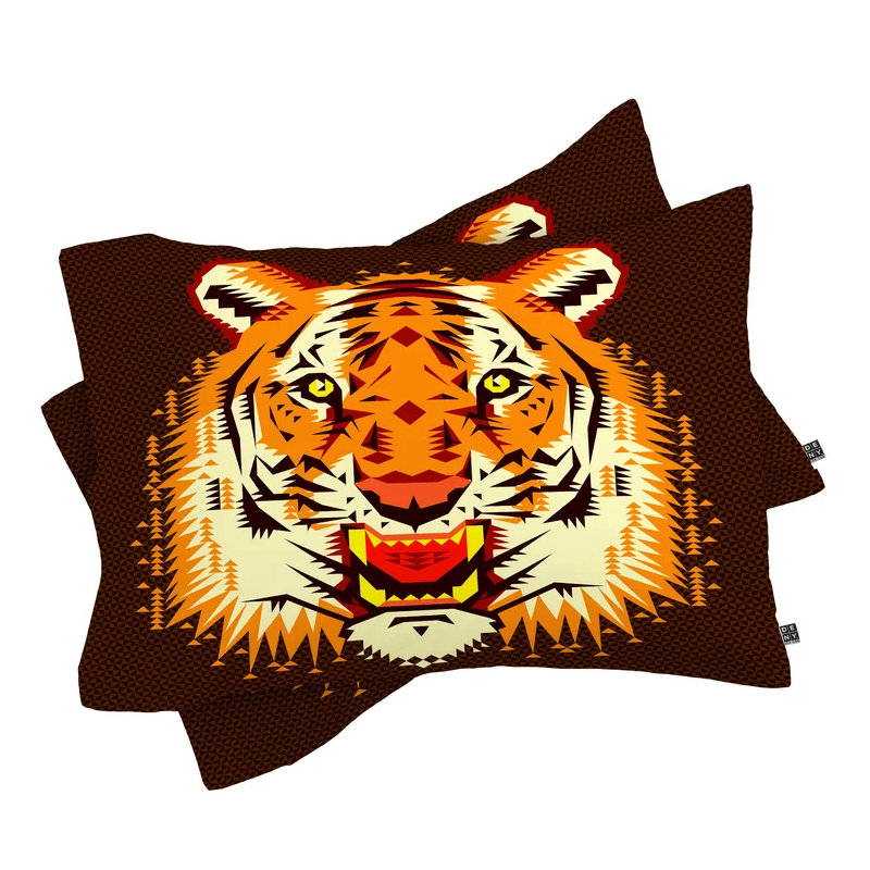 Taie d’oreiller à tiger géométrique Chobopop, Très grand