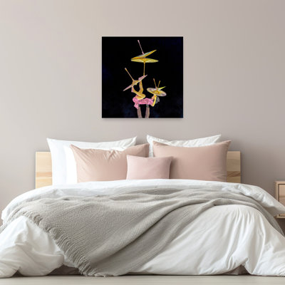 Asian Acrobatic Umbrella Balance Traditional Vibrant Abstract Wall Art Print 1 Piece Wrapped Canvas Wall Art
