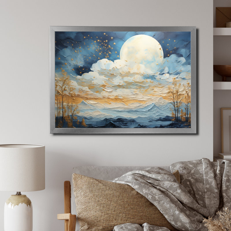 " Clouds Celestial Wisp Patchwork ", 30" H x 40" W x 1.5" D, Silver Picture Framed
