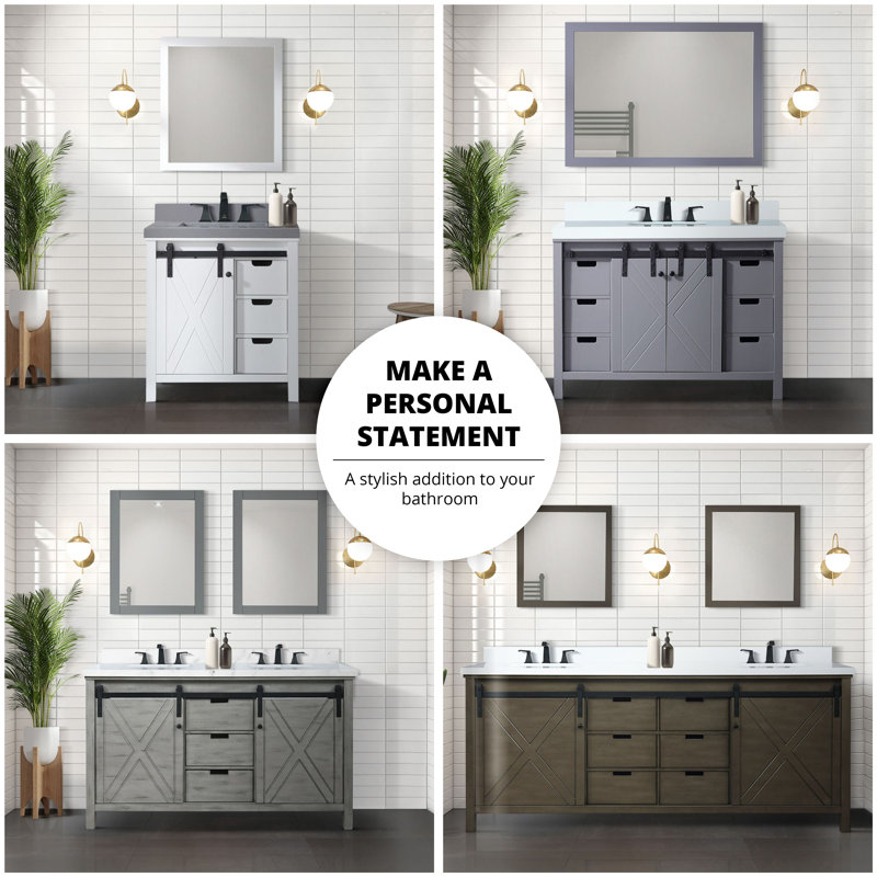 Marsyas 30-Inch Ash Grey Birch Bathroom Vanity with White Ceramic Sink
