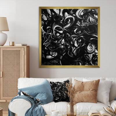 Nithila noir et graffiti de marbre II sur toile