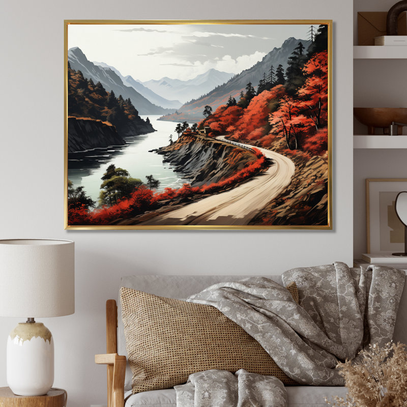 Endless River Journey Through Mountain II, Cadre flottant doré, H 24 po x l 32 po