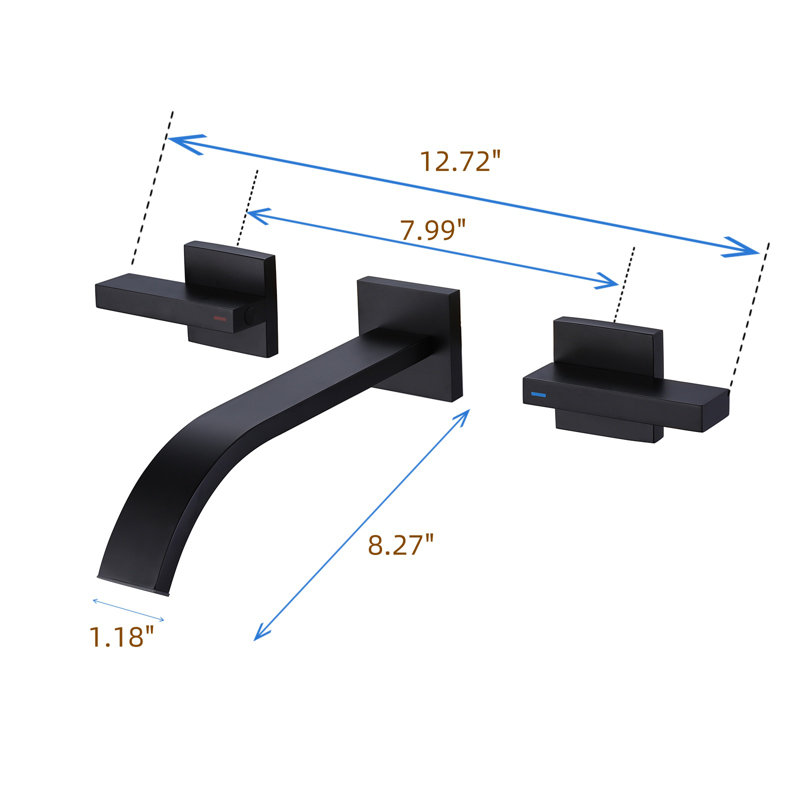 Wall Mounted Faucet 2-handle Bathroom Sink Faucet Matte Black