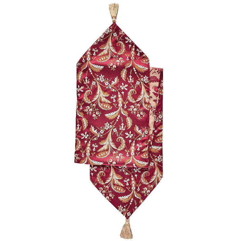 Rockport Floral Table Runner, 70" W x 13" L, Burgundy