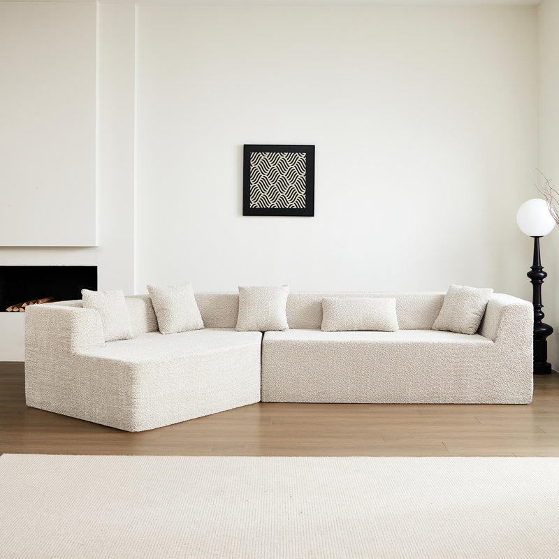 Siège profond de 127,5 po, sans assemblage - rembourrage modulaire minimaliste en tissu respirant beige, Beige
