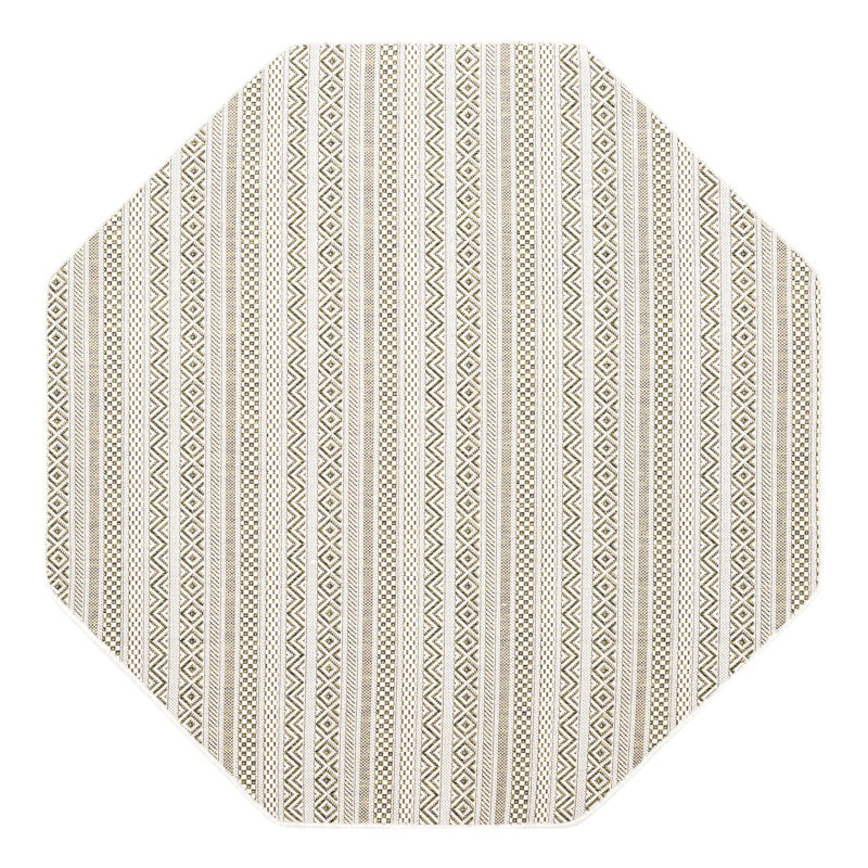 Striped Indoor / Outdoor Rug, Octagon 5'3" x 5'3"