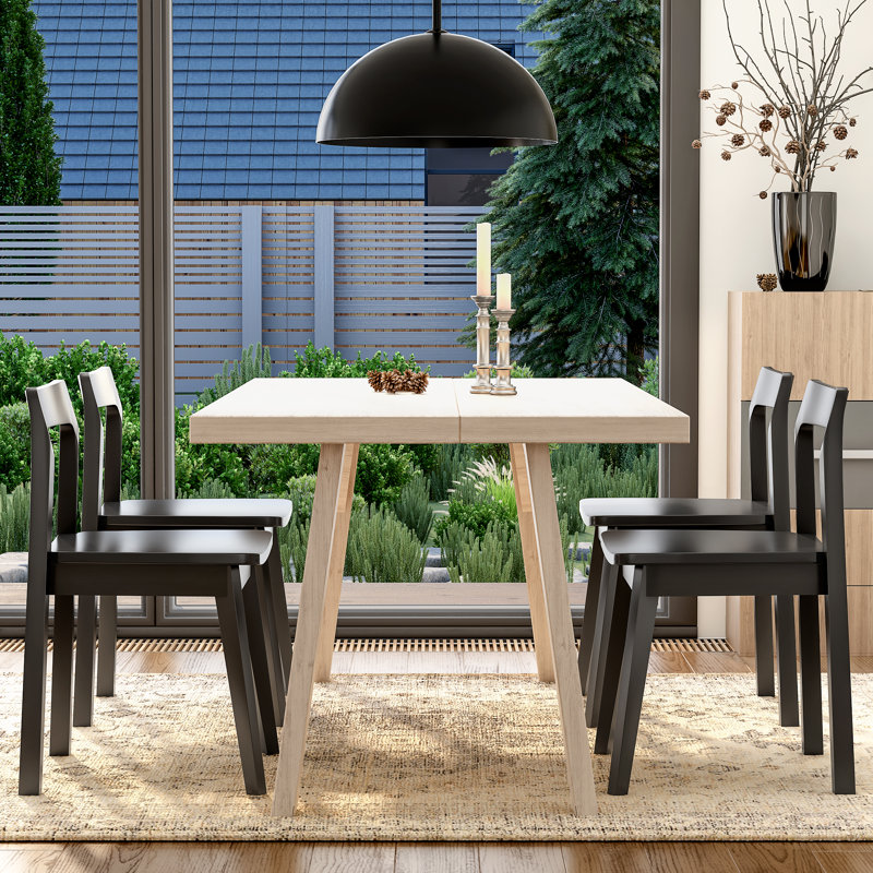 Set Of 2 Wood Dining Chairs, 2, Black